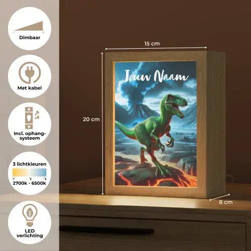 Dino - Lava - Groen - Jongens Light Box met kabel (Kinderlampje) klein -USP_NL