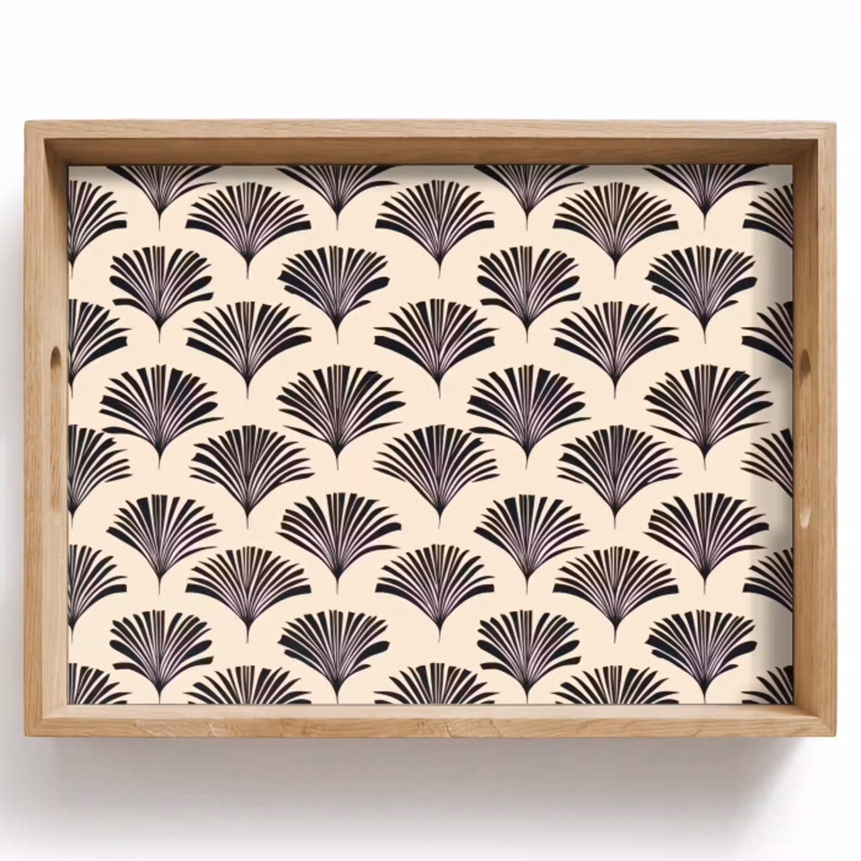 Waaiers - Botanisch - Zwart - Beige Dienblad Rechthoek middel 911 -z3d_shopping