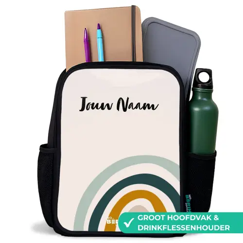 Ruwe regenboog aqua Rugzak - Zwart middel -inhoud_NL