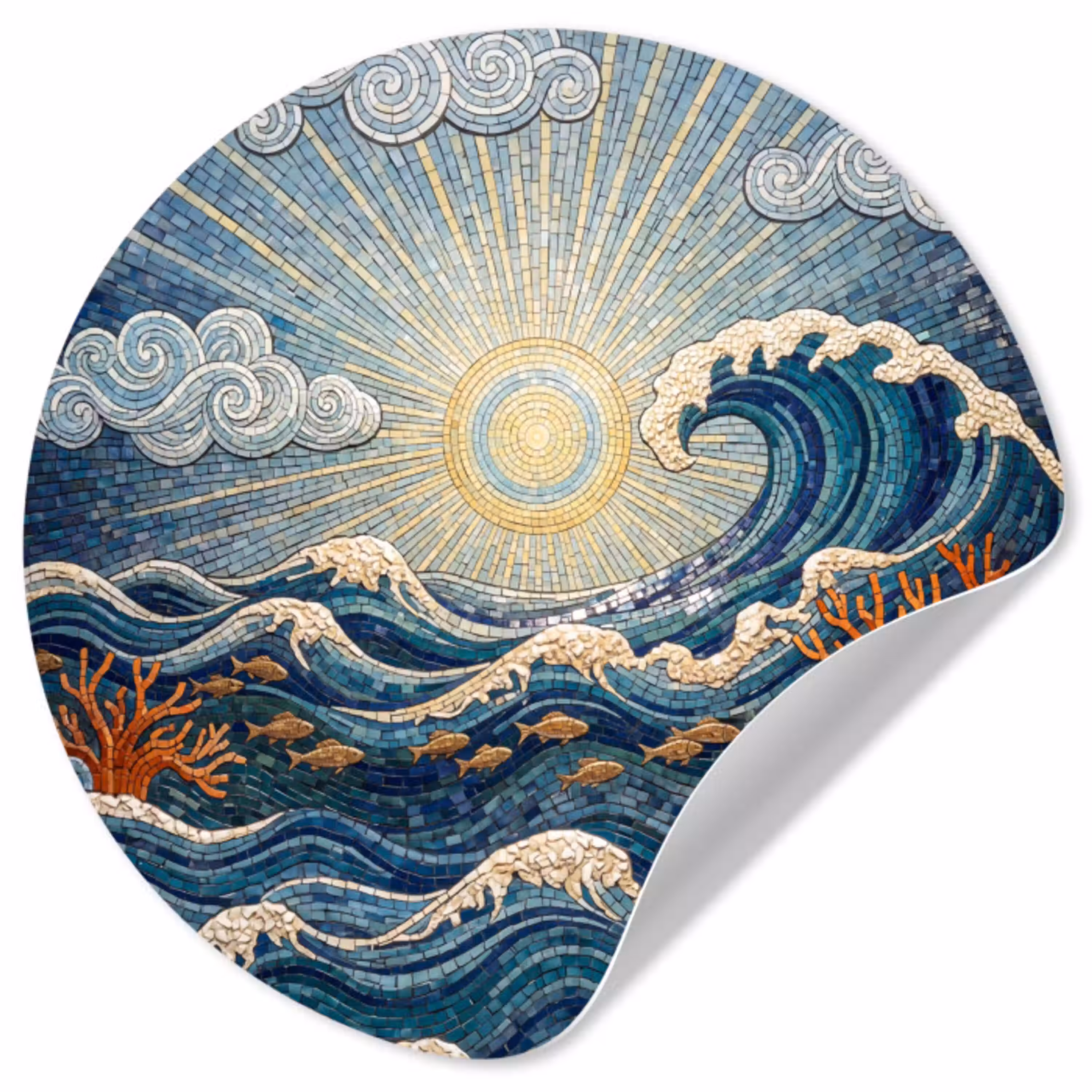 Onderwater - Koraal - Vis - Natuur - Kunst Wandcirkel behangsticker klein -3d