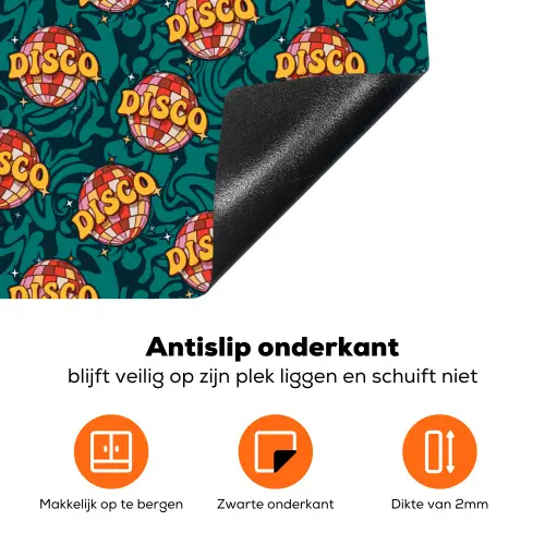 Retro - Disco - Swingend - Groen - Multi Inductie beschermer vinyl 3mm klein 276 -zzzzzzz-td-onderkant