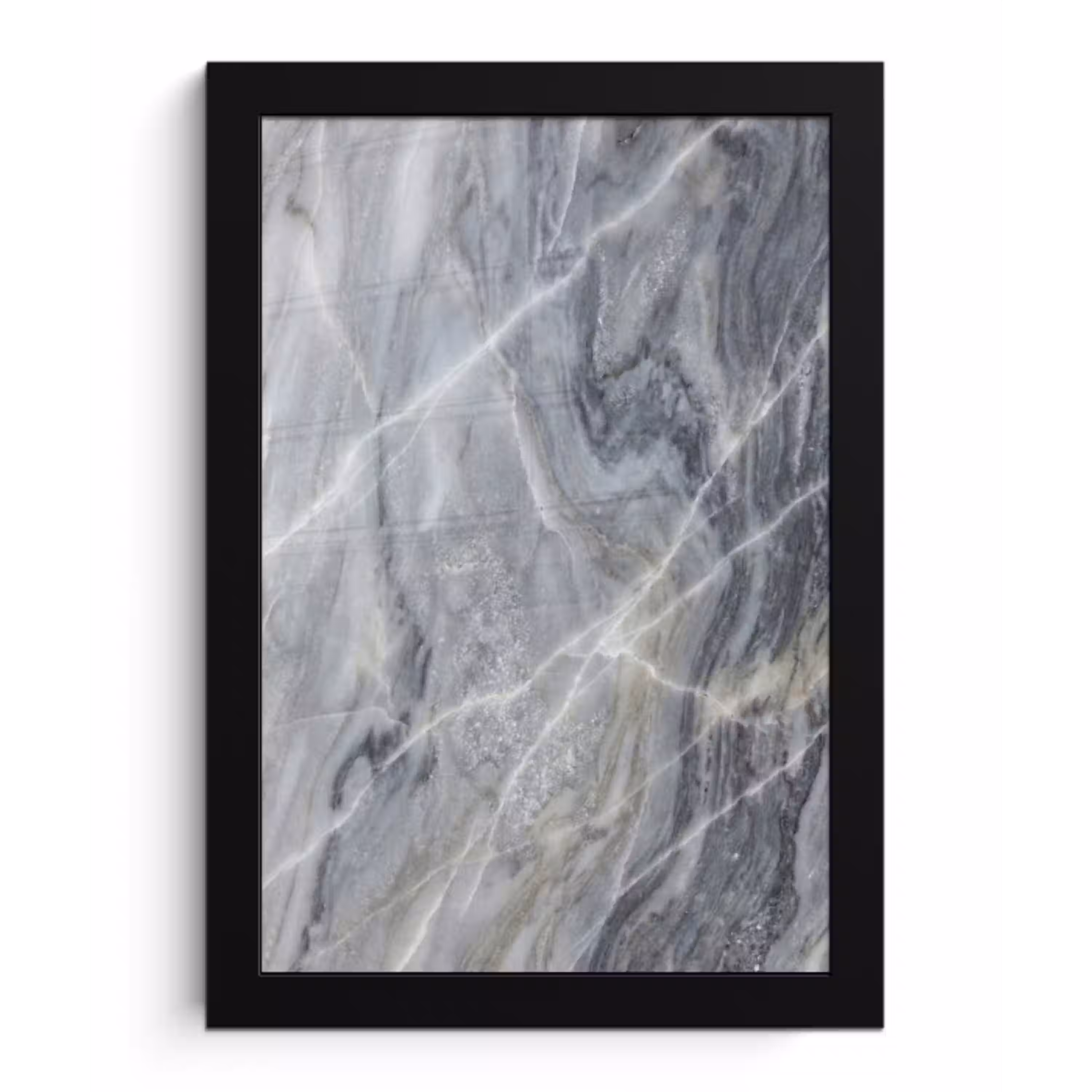 Marmer - Ader - Patroon - Abstract - Grijs fotolijst zwart zonder passe partout klein -3d