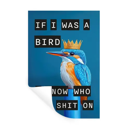 Vogel - Decoratie - Ijsvogel - Blauw Muursticker klein -3d