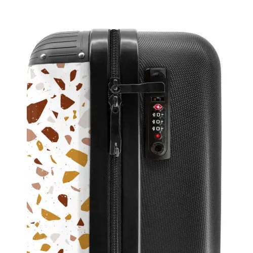 Terrazzo patroon veelkleurig oker en roest NBS - Handbagage koffer - Volwassenen Unisex middel -slot