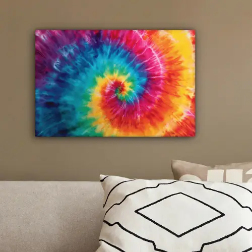 Regenboog - Tie dye - Kleurrijk - Blauw canvas 2cm klein -sfeer3