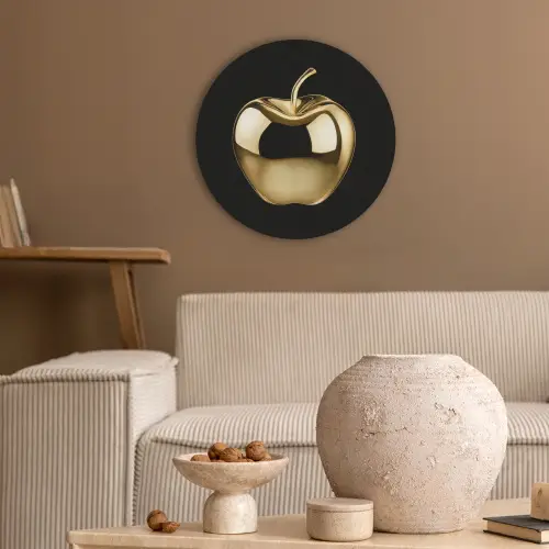 Appel - Goud - Chrome - Zwart Akoestische PET Vilt - Rond klein -sfeer1