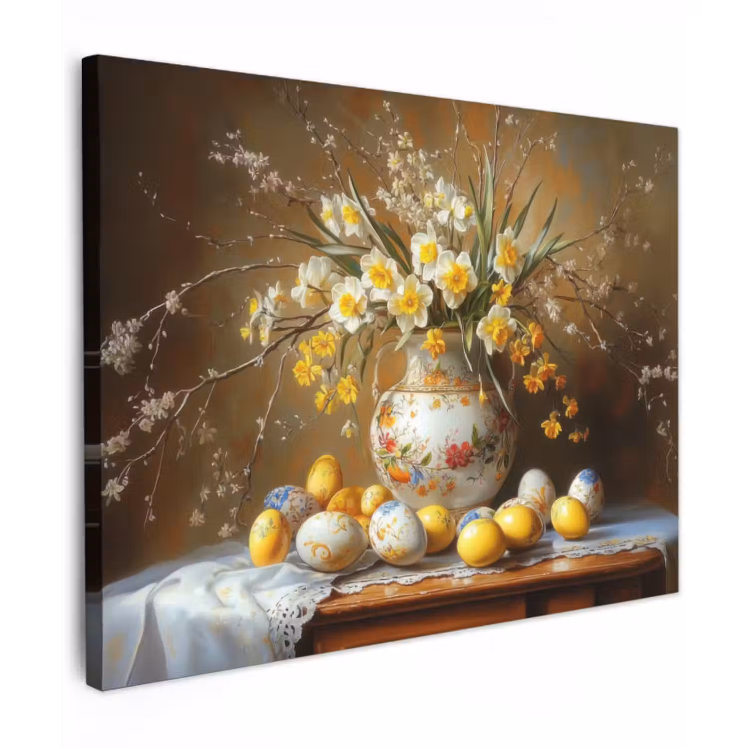 Canvas schilderij - Paaseieren - Stilleven - Vaas