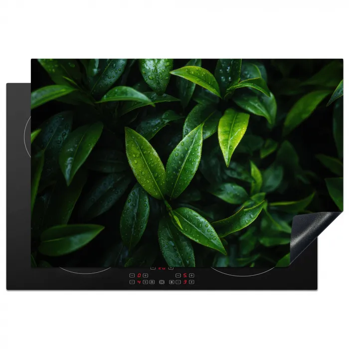 Bladeren - Regendruppels - Licht - Groen Inductie beschermer vinyl 3mm klein -3d