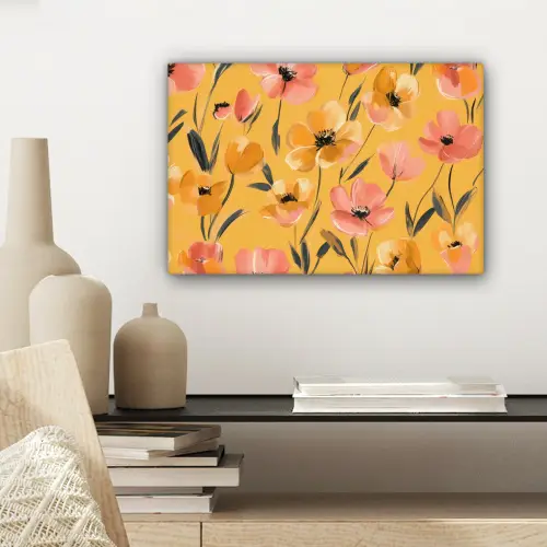 Bloemen - Geschilderd - Geel canvas 2cm klein -sfeer6