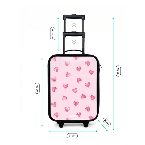 Roze hartjes Kinderkoffer - Zwart klein -productfoto_formaten