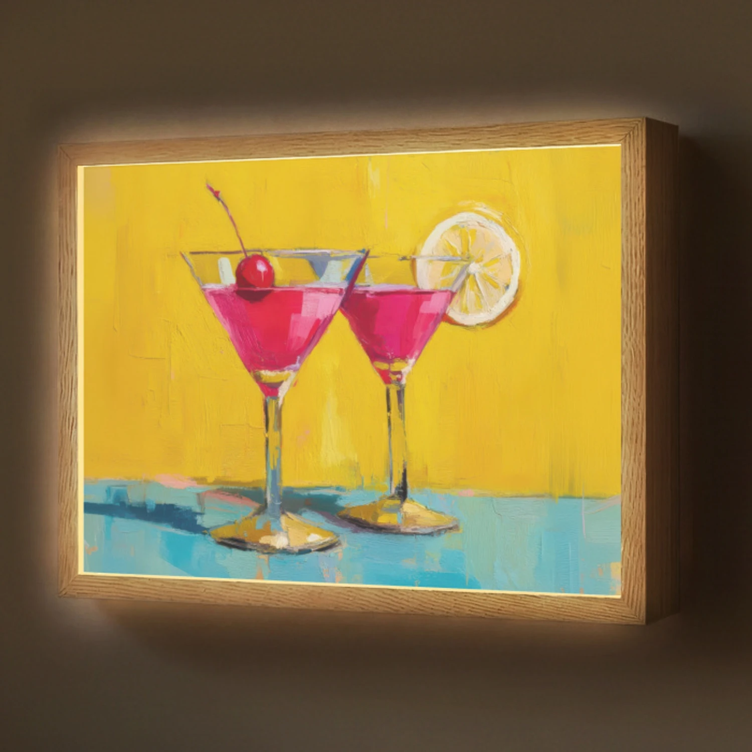 Glazen - Cocktail - Citroen - Kers Light Box met batterij (Wandlamp) middel -z3d_website