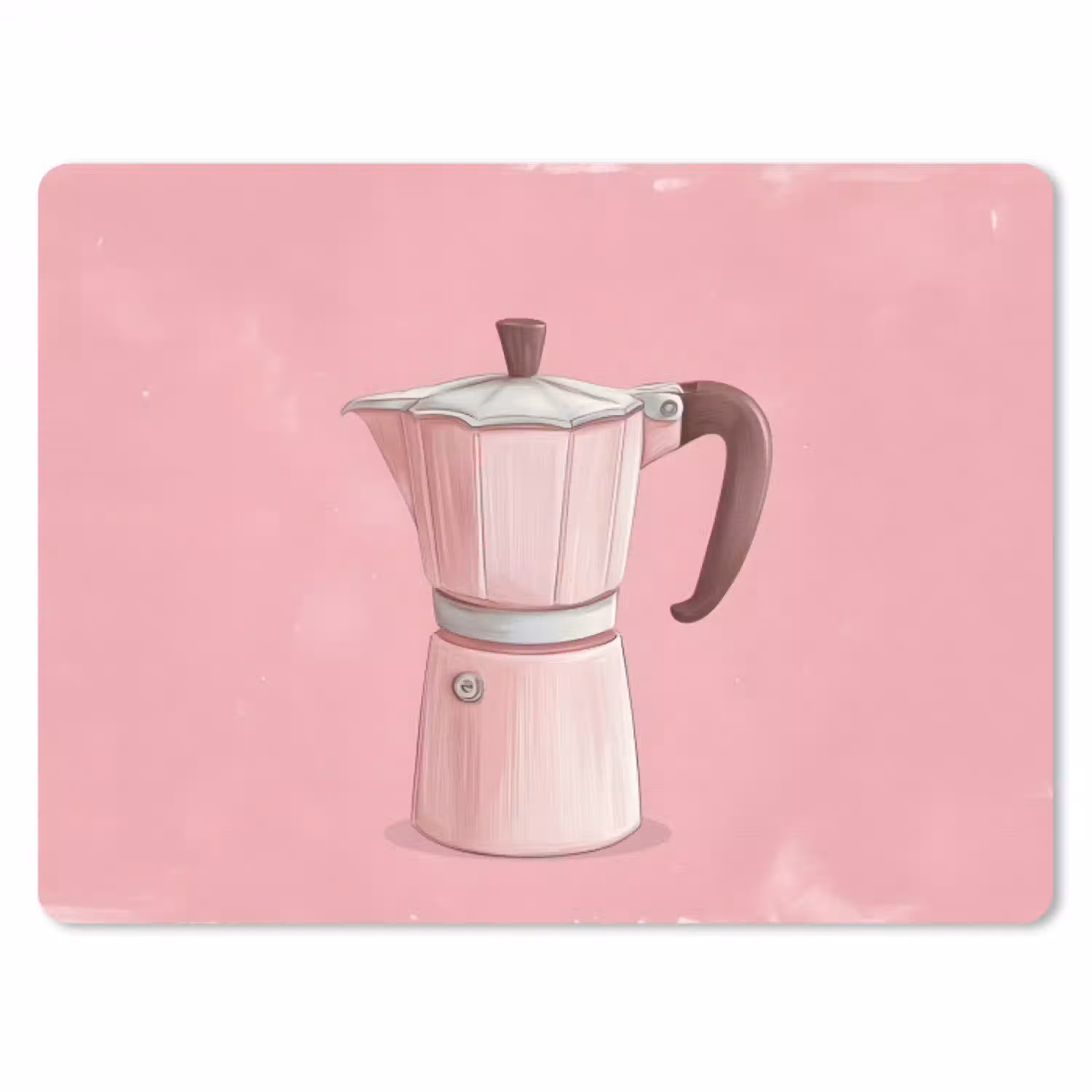 Roze - Mokkapot - Illustratie - Koffie muismat rubber klein -3d