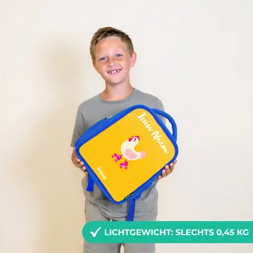 Kip - Rolschaatsen - Geel Kinderrugzak - Blauw middel -sfeer1_NL