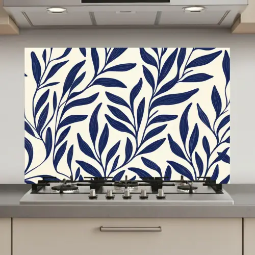 Bladeren - Klimop - Donkerblauw keuken achterwand spatscherm klein -3d_website