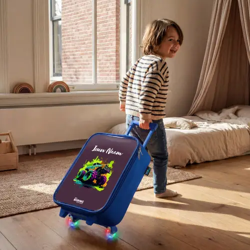 Neon Wheels Kinderkoffer - Blauw klein -sfeer1