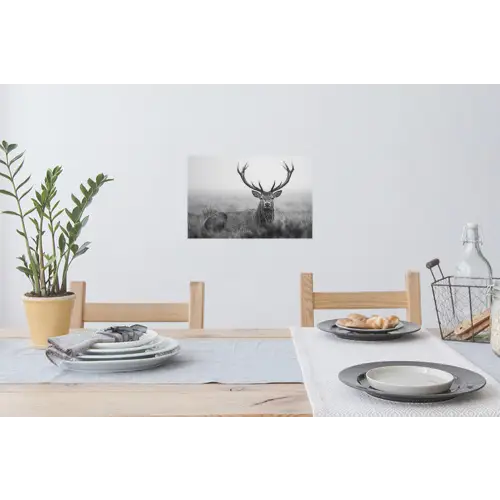 Hert - Mistig - Zwart - Wit Muursticker klein -eettafel