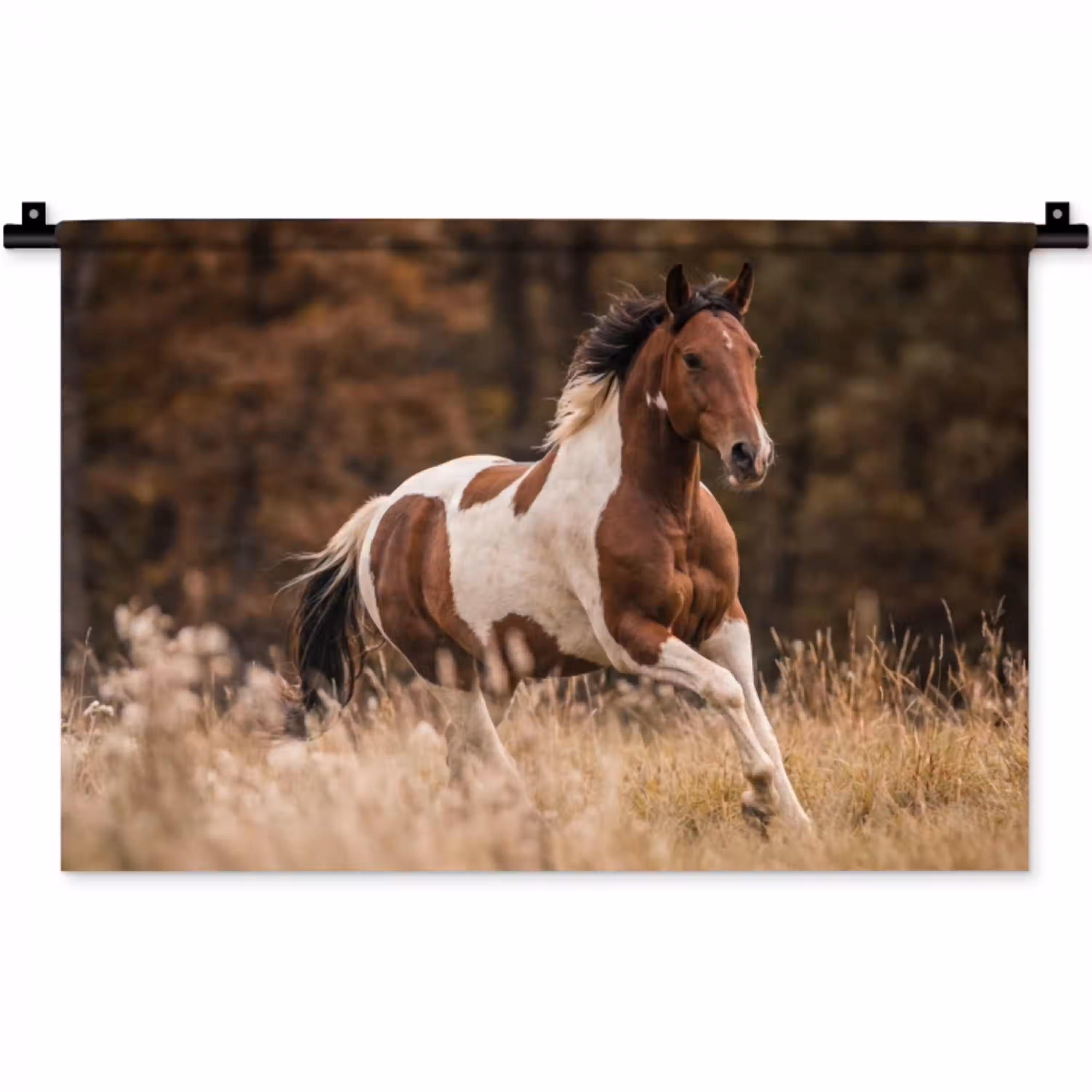 Paard - Bruin - Gras Wandkleed katoen klein -zz3d