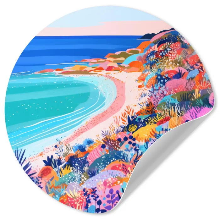 Bloemenweide - Zee - Zomers Wandcirkel behangsticker klein -3d