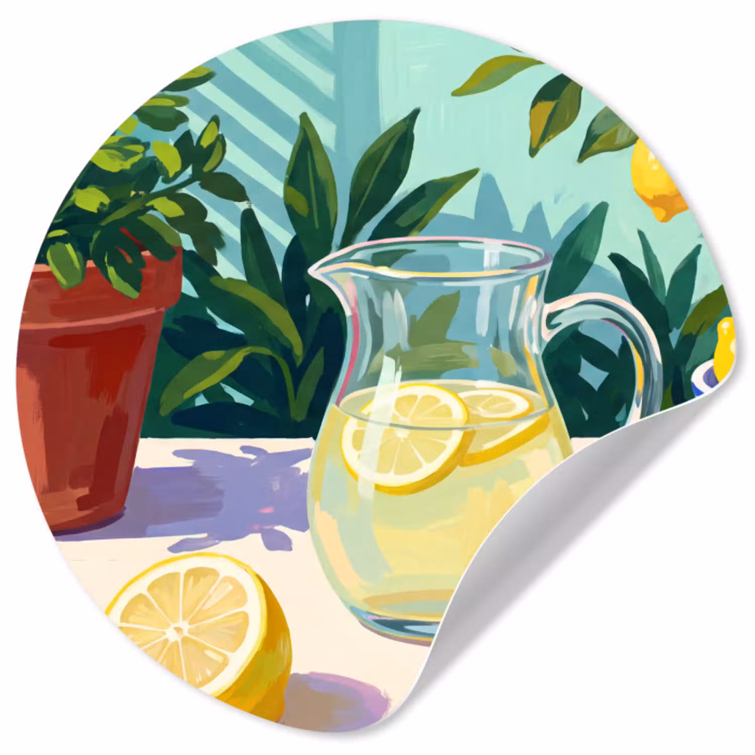 Citroen limonade zomer Wandcirkel behangsticker klein -3d