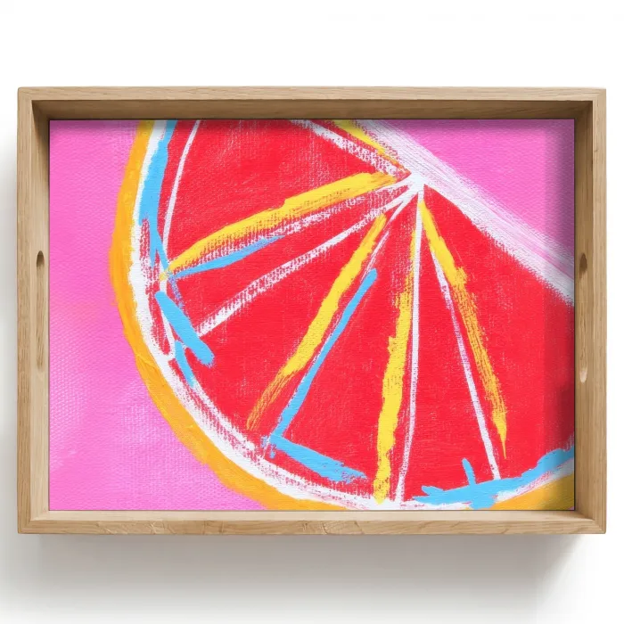 Grapefruit - Geschilderd - Roze - Strepen Dienblad Rechthoek middel -z3d_shopping
