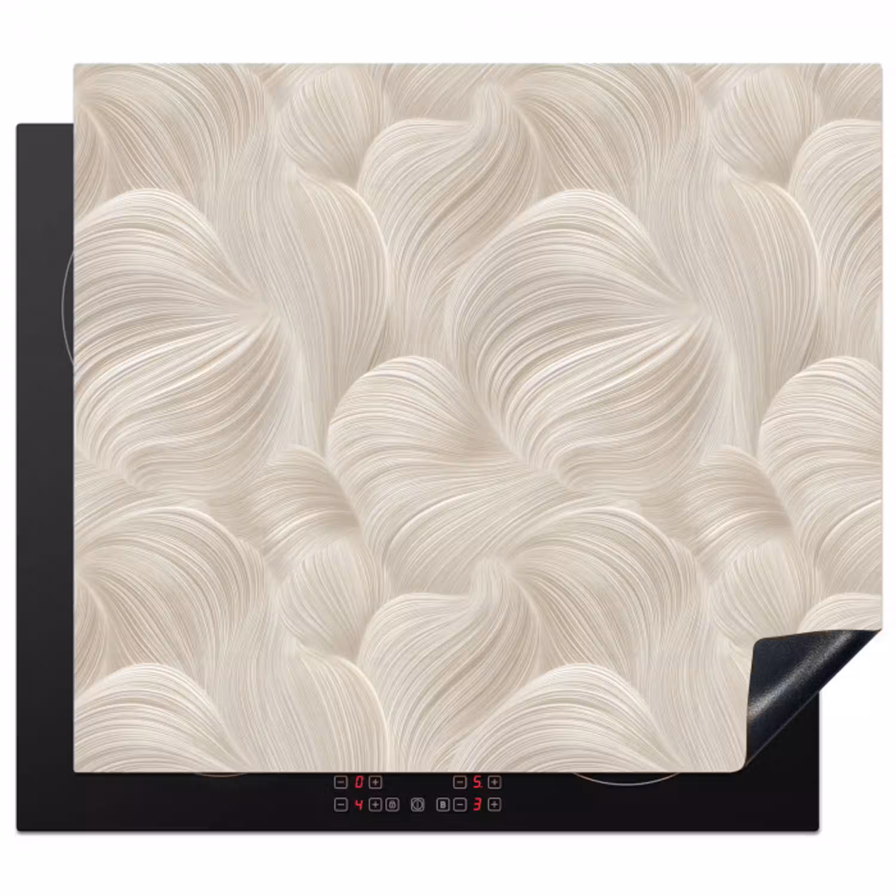 Lijnen - Waaier - Beige Inductie beschermer vinyl 3mm middel 274 -3d