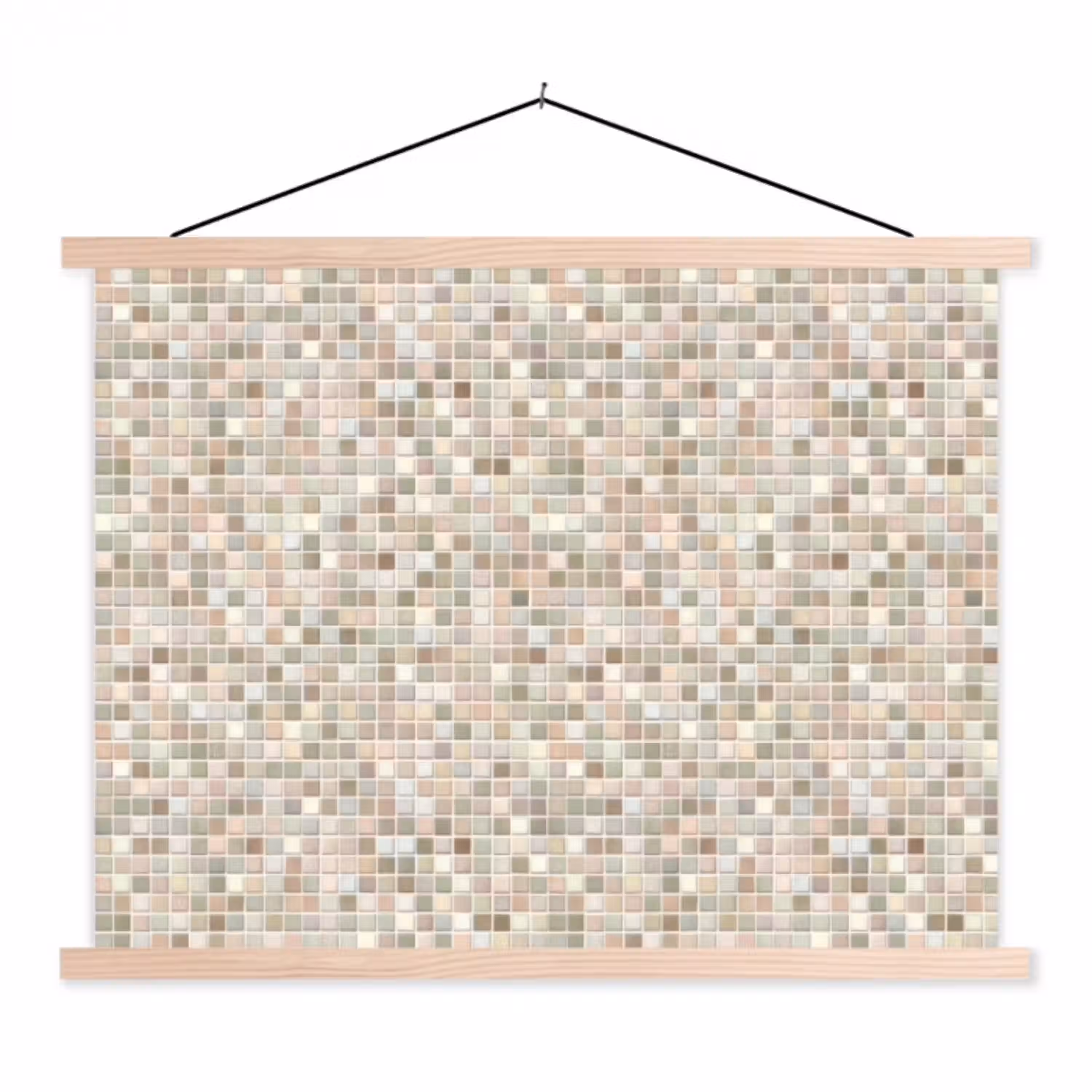 Mozaïek - Patroon- Taupe textielposter latten blank klein 122 -3d