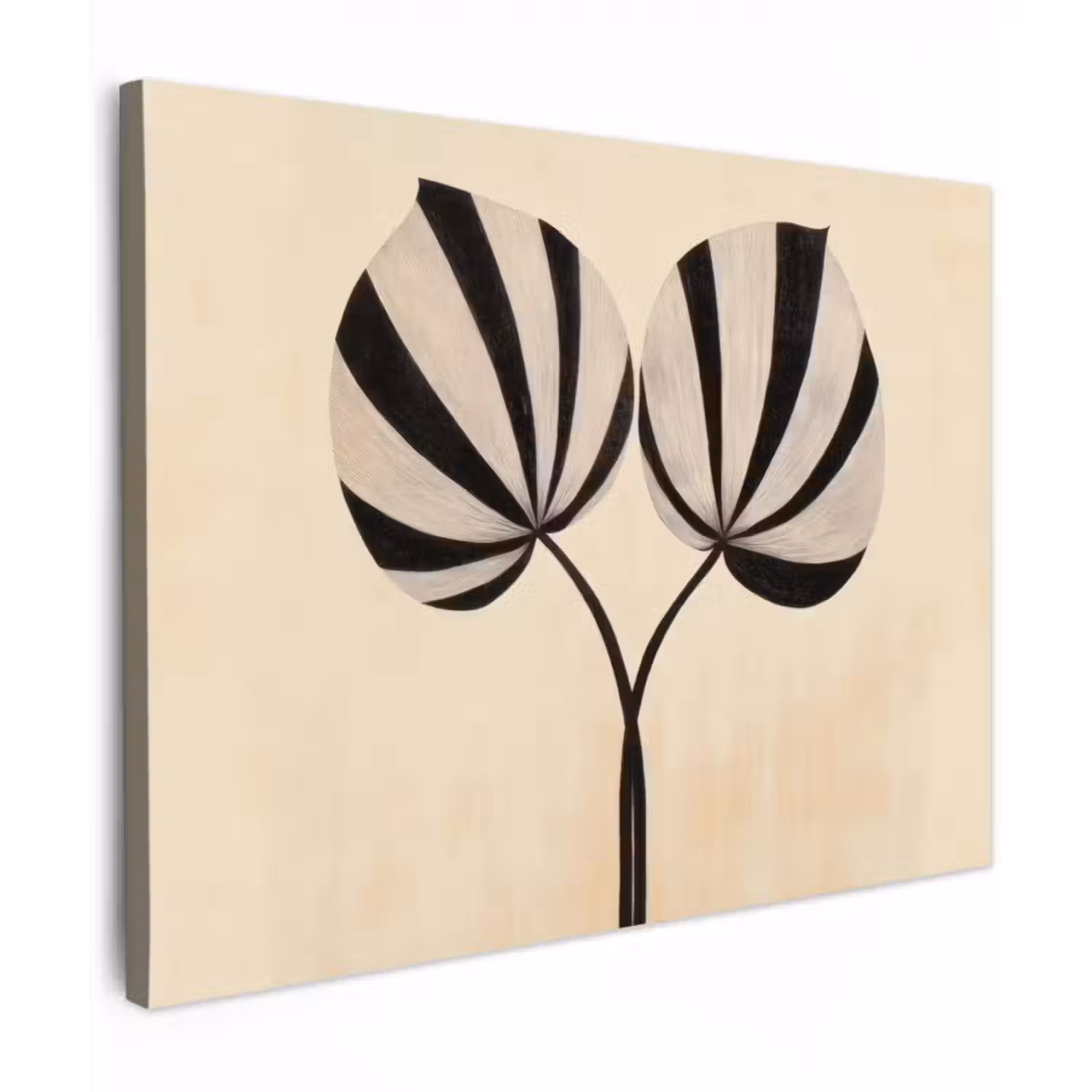 Leinwandbild - Blätter - Gestreift - Stängel - Beige