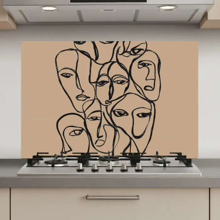 Gezichtenzee - Lijntekening - Abstract keuken achterwand spatscherm klein -3d_website
