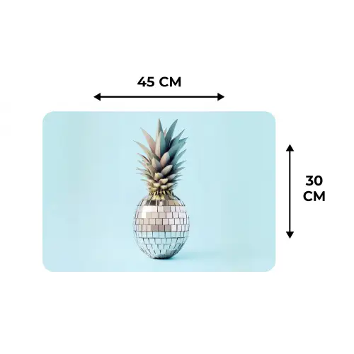 Blauw - Ananas - Disco - Discobal Placemat vinyl groot -specs