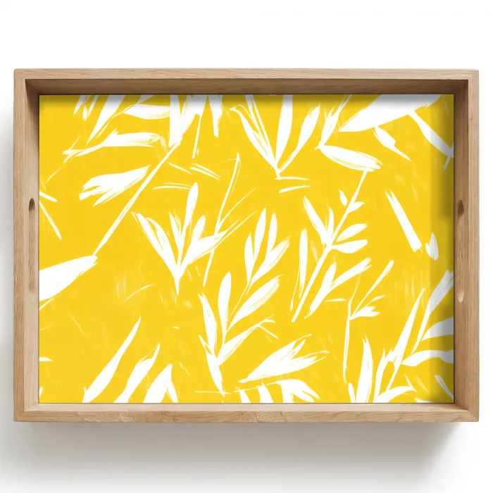 Abstract - Bladeren - Geel - Penseelstreken Dienblad Rechthoek middel -z3d_shopping
