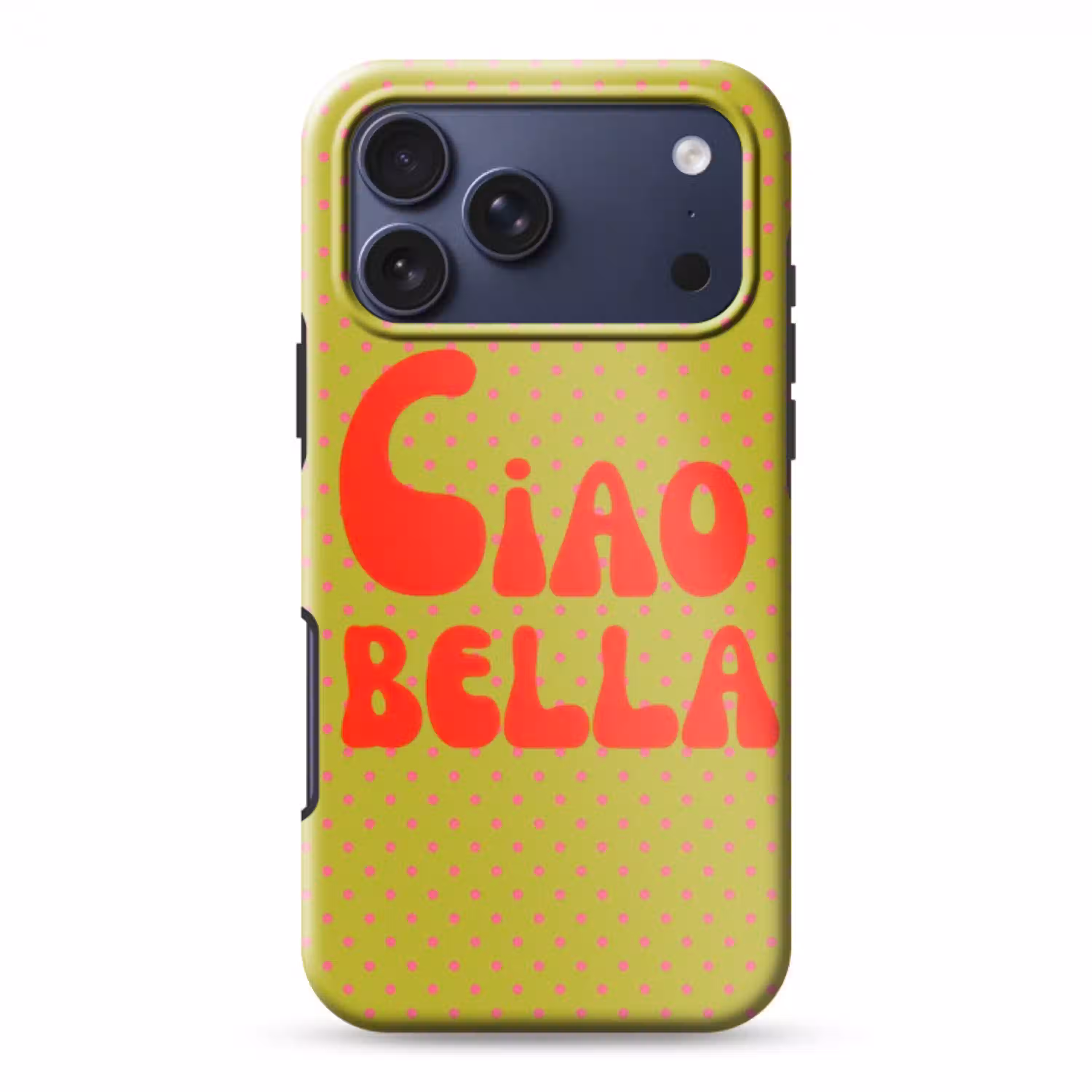 Ciao bella - Rood - Groen - Stippen Toughcase MagSafe Apple iPhone 17 Pro Max klein -3d