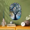 Boom - Blauw - Goud - Abstract Wandcirkel Ovaal Forex klein -sfeer2