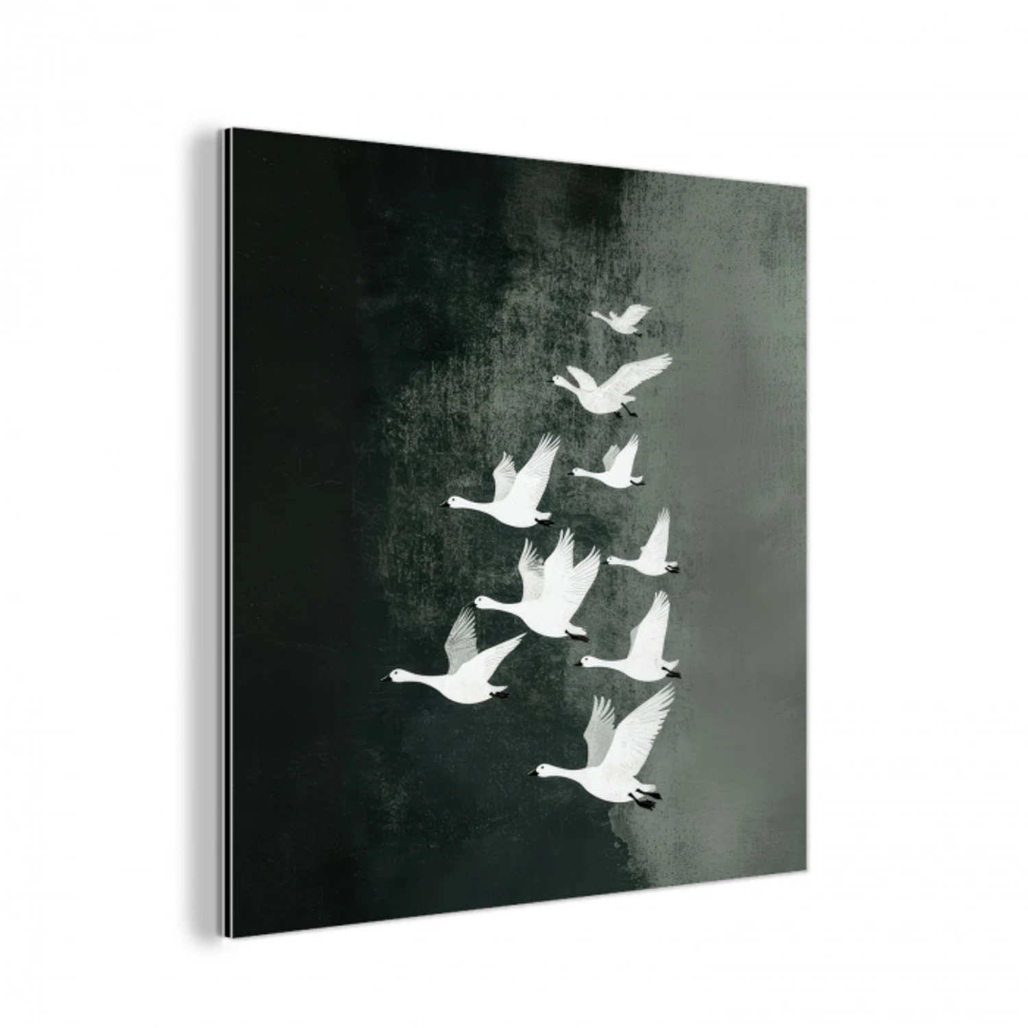 Vogel - Japandi - Groen aluminium wit klein -3d