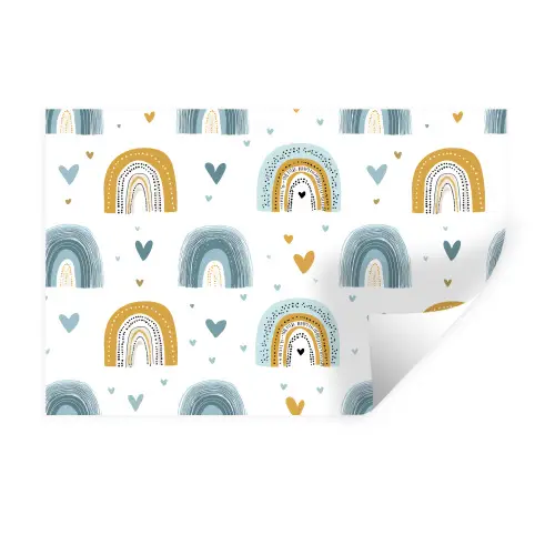 Patroon - Regenboog - Hartjes Muursticker klein -3d