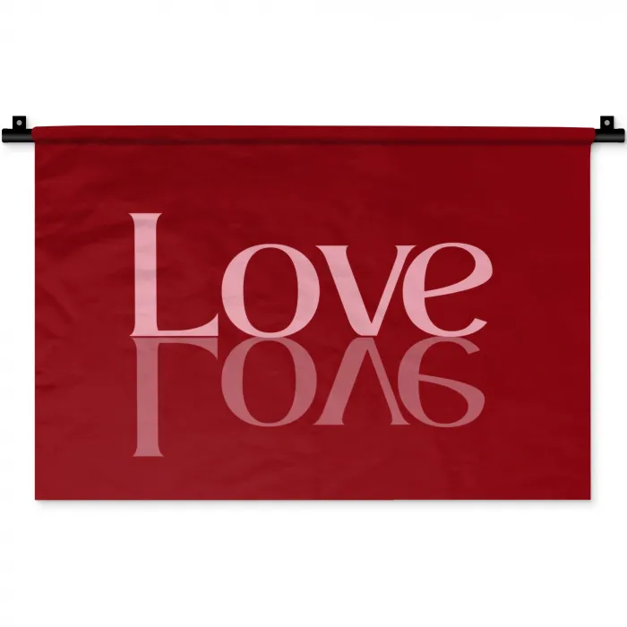 Love - Spiegeling - Rood Wandkleed katoen klein -zz3d
