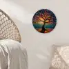 Mozaïek - Kleurrijk - Boom - Takken Wandcirkel kunststof plaat 5mm dik klein -sfeer5