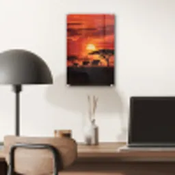 Savanne - Olifanten - Zonsondergang plexiglas 5mm klein -sfeer6