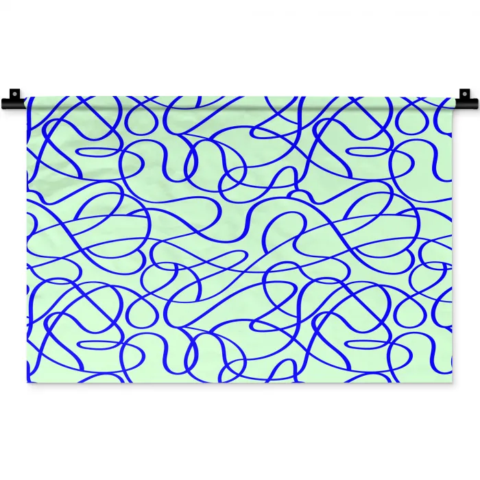 Mint - Blauw - Lijnen - Abstract Wandkleed katoen klein 269 -zz3d
