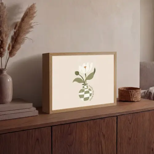 Bloem - Wit - Vaas - Quote Light Box met batterij (Wandlamp) middel -sfeer2