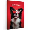 Hond - Hartjesbril - Loveyou - Rood Tuinposter op houten frame 2 cm dik klein -3d