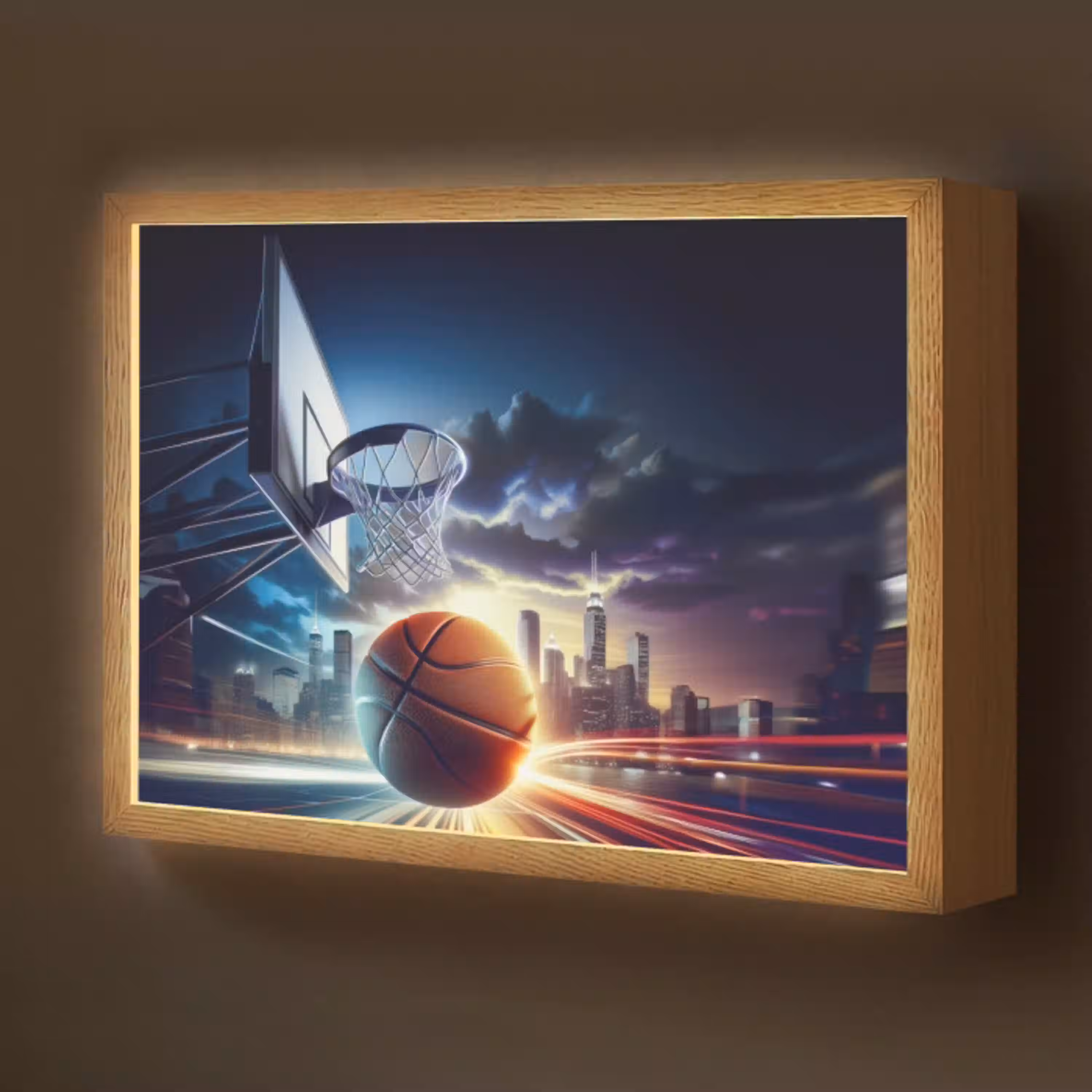 Basketbal - Sport  - Basket - Stad Light Box met batterij (Wandlamp kind) middel -z3d_website