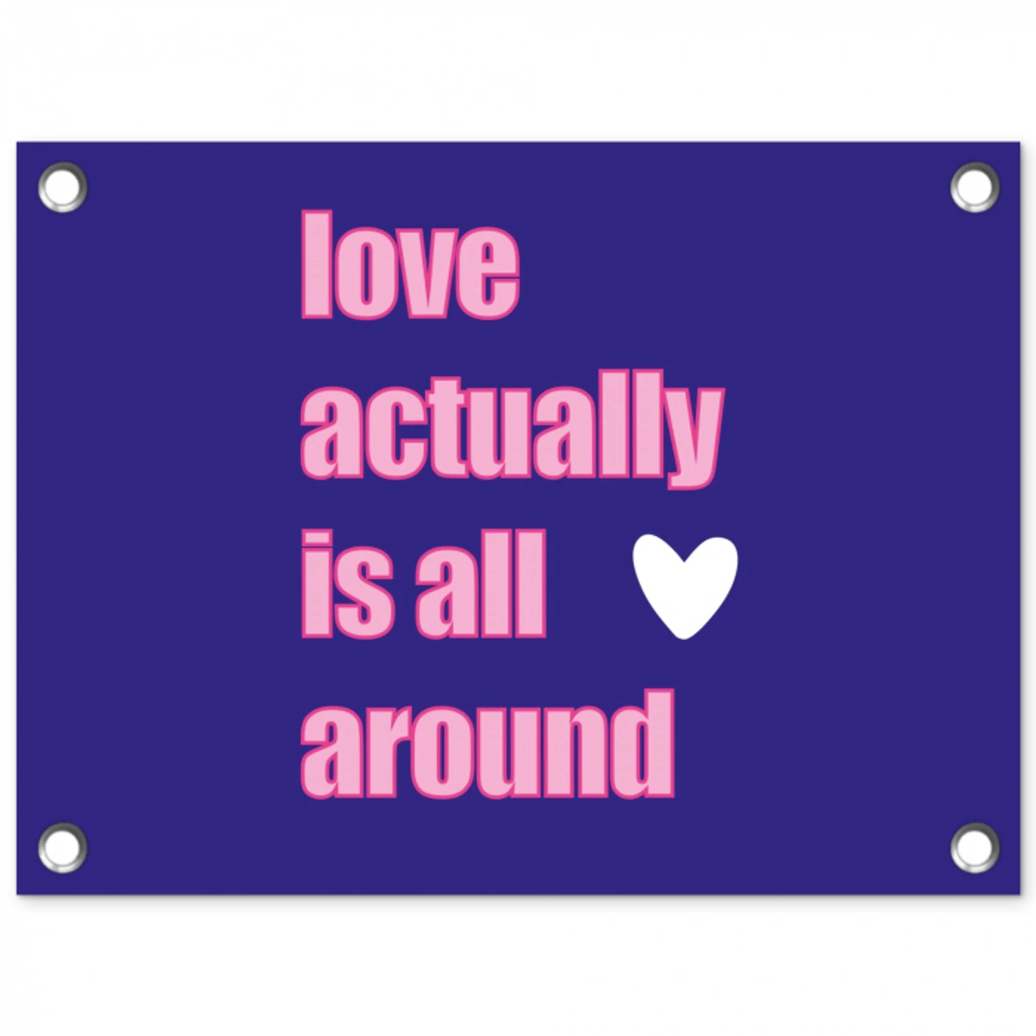 Tekst - Valentijn - Love - Blauw tuinposter los doek klein -3d