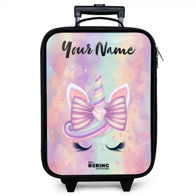 Children's suitcase with name - Unicorn - Glitter - Rainbow - Pastel