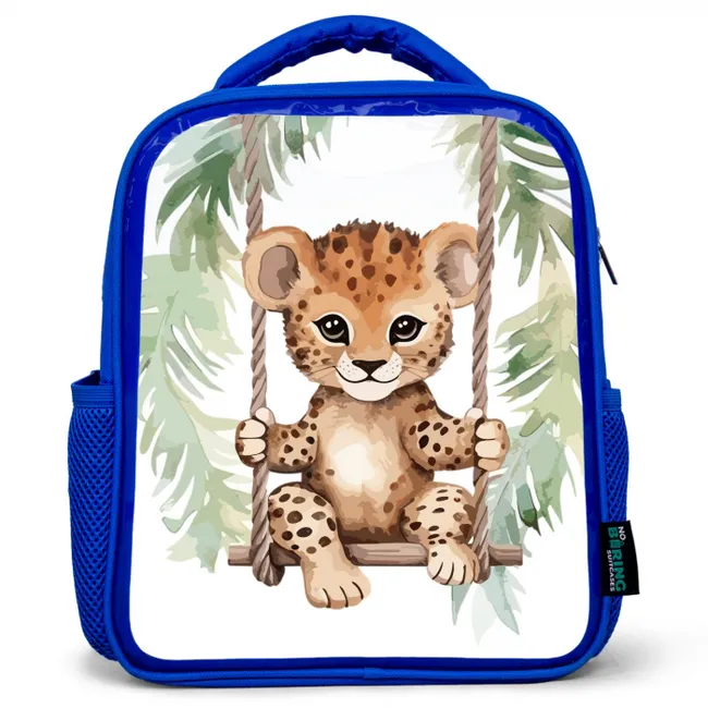 Luipaard - Dier - Kinderen - Jungle Kinderrugzak - Blauw middel -3d