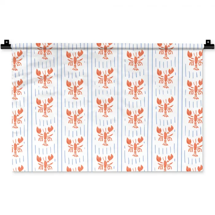 Zee - Kreeft - Oranje - Blauw Wandkleed katoen klein 269 -zz3d