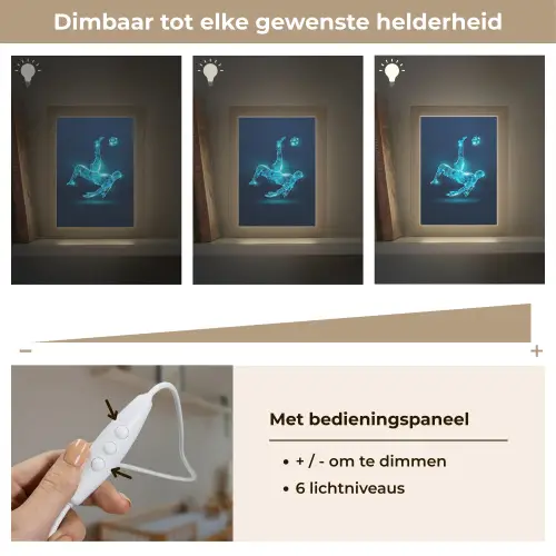 Voetballer - Blauw - Neon Light Box met kabel klein -USP_dimbaarNL