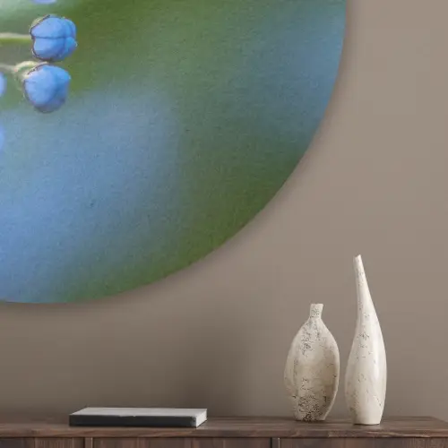 Bloemetjes - Blauw - Vergeet mij nietjes Akoestische PET Vilt - Rond klein -sfeer5_closeup
