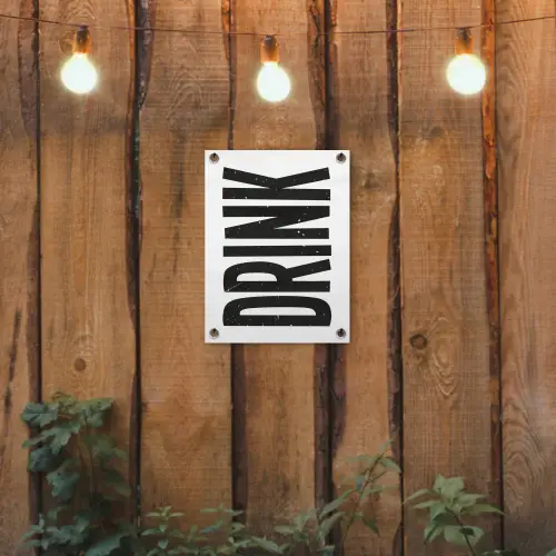 Drink - Zwart - Wit - Decoratie tuinposter los doek klein -sfeer1