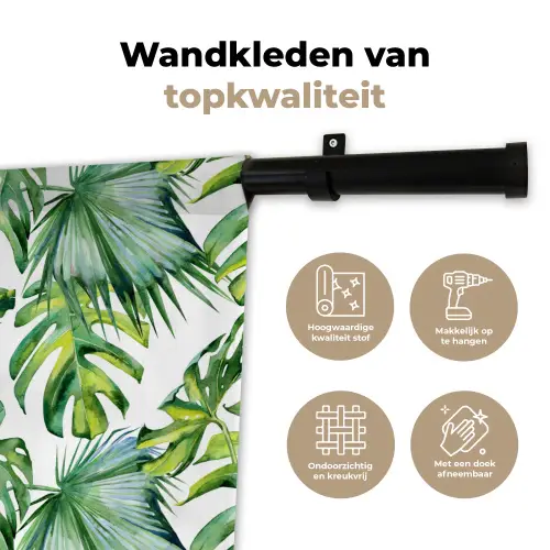 Bladeren - Monstera - Jungle - Tropical Wandkleed katoen klein -sfeer2