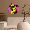 Hond - Zonnebril - Roze - Art Wandcirkel plexiglas klein -sfeer1